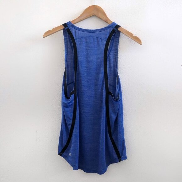 LULULEMON On Track Singlet Heathered Cerulean Blue No Size Tag/ Dot Check Measu - Picture 4 of 10